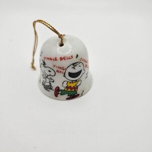 Peanuts Snoopy Charlie Brown Jingle Bells Porcelain Christmas Ornament Bell 1958